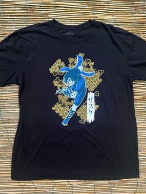 Naruto Sasuke Anime Graphic Tshirt Black Size Large Manga Ninja Shirt Tee